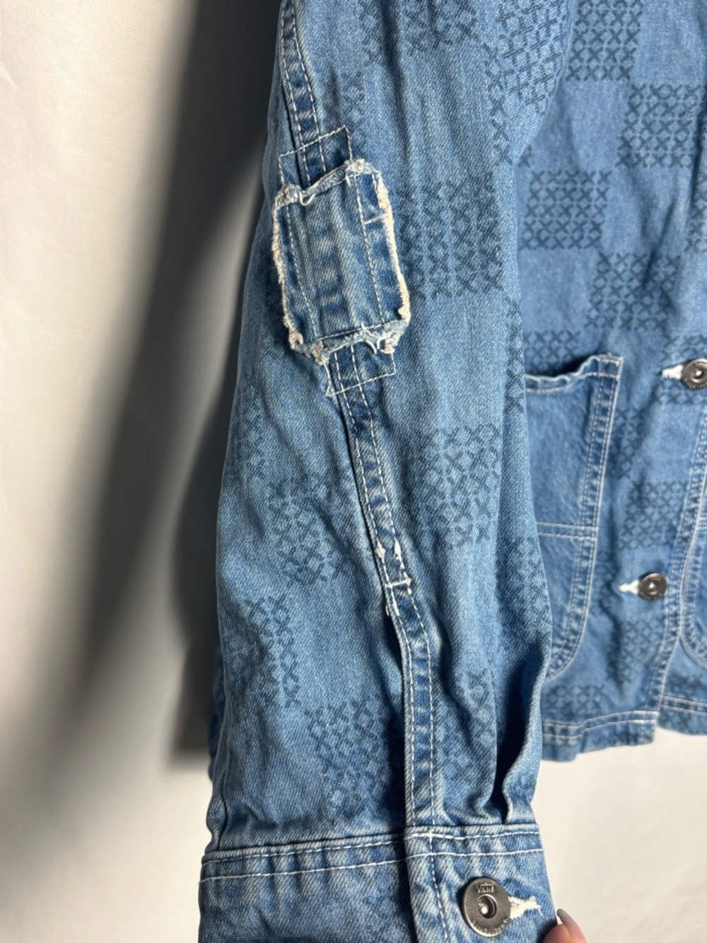 Vans Light Blue Checker Denim Shirt Jacket - Picture 3 of 5